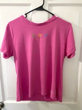 Life Is Good Pink Short Sleeve Tee with Leaf Motif